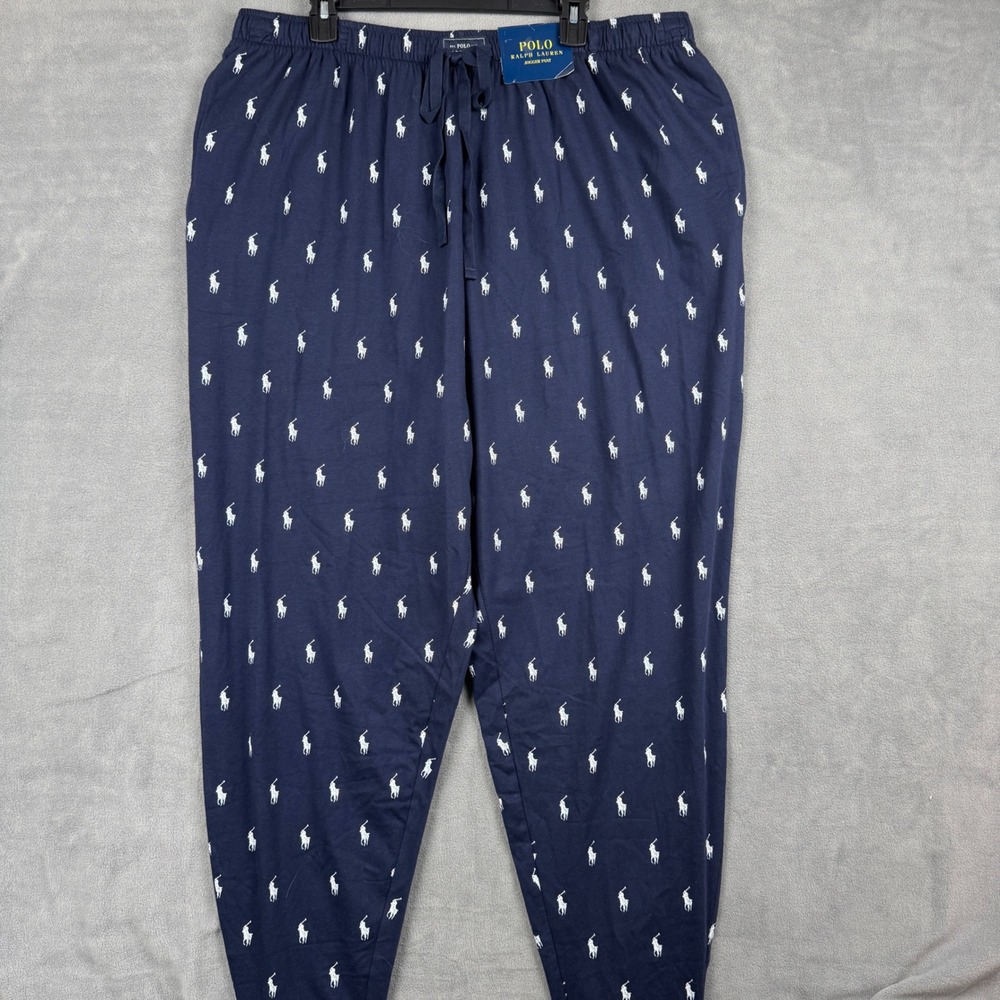 Polo Ralph Lauren Mens Navy Blue Pony Logo Jogger Sleep Pants 3XLT 3XL Tall